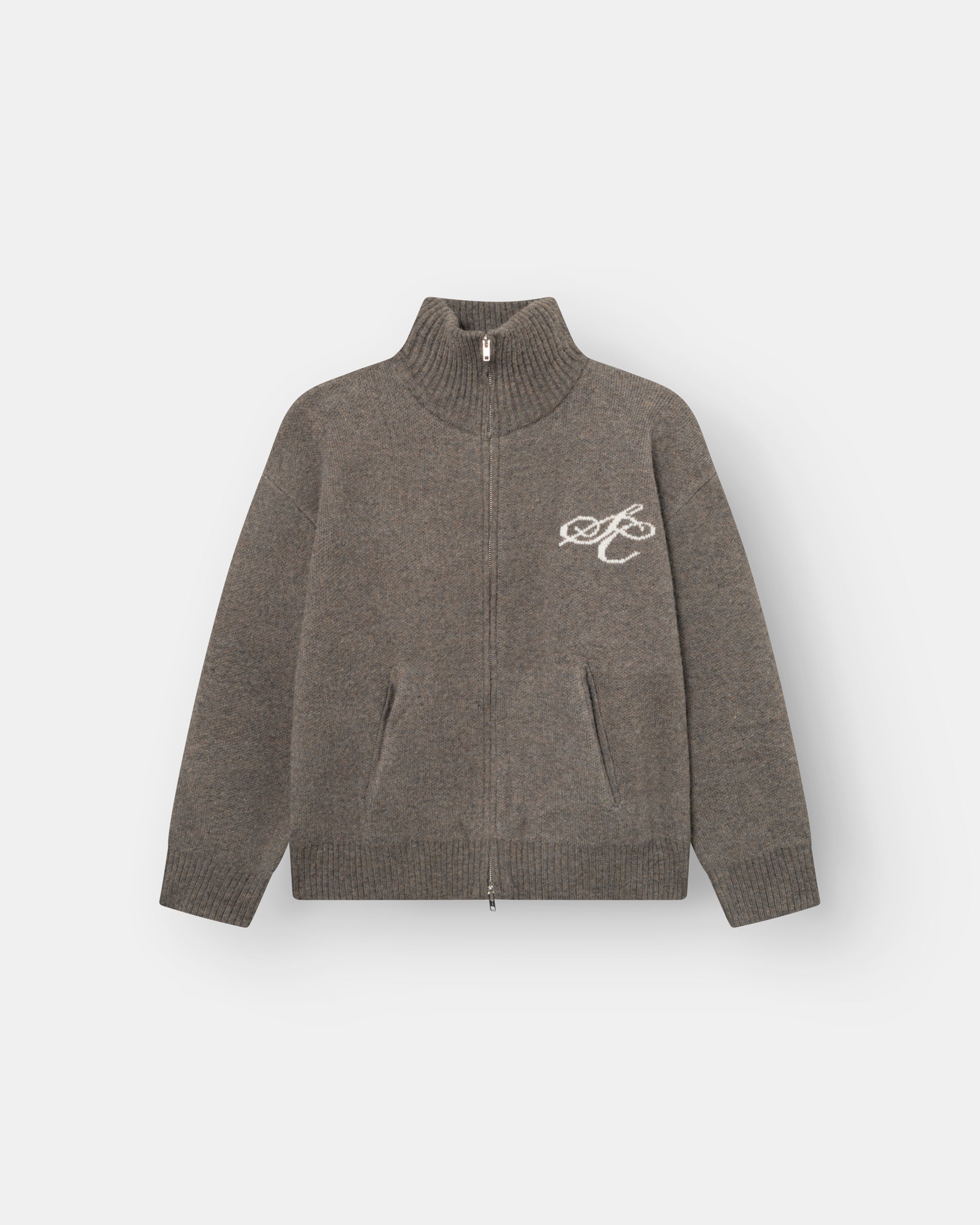 Full-zip sweater dark gray